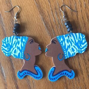 Pierced Earrings Exaggerated Fishhook Wood Lightweight Earrings Exotic Woman